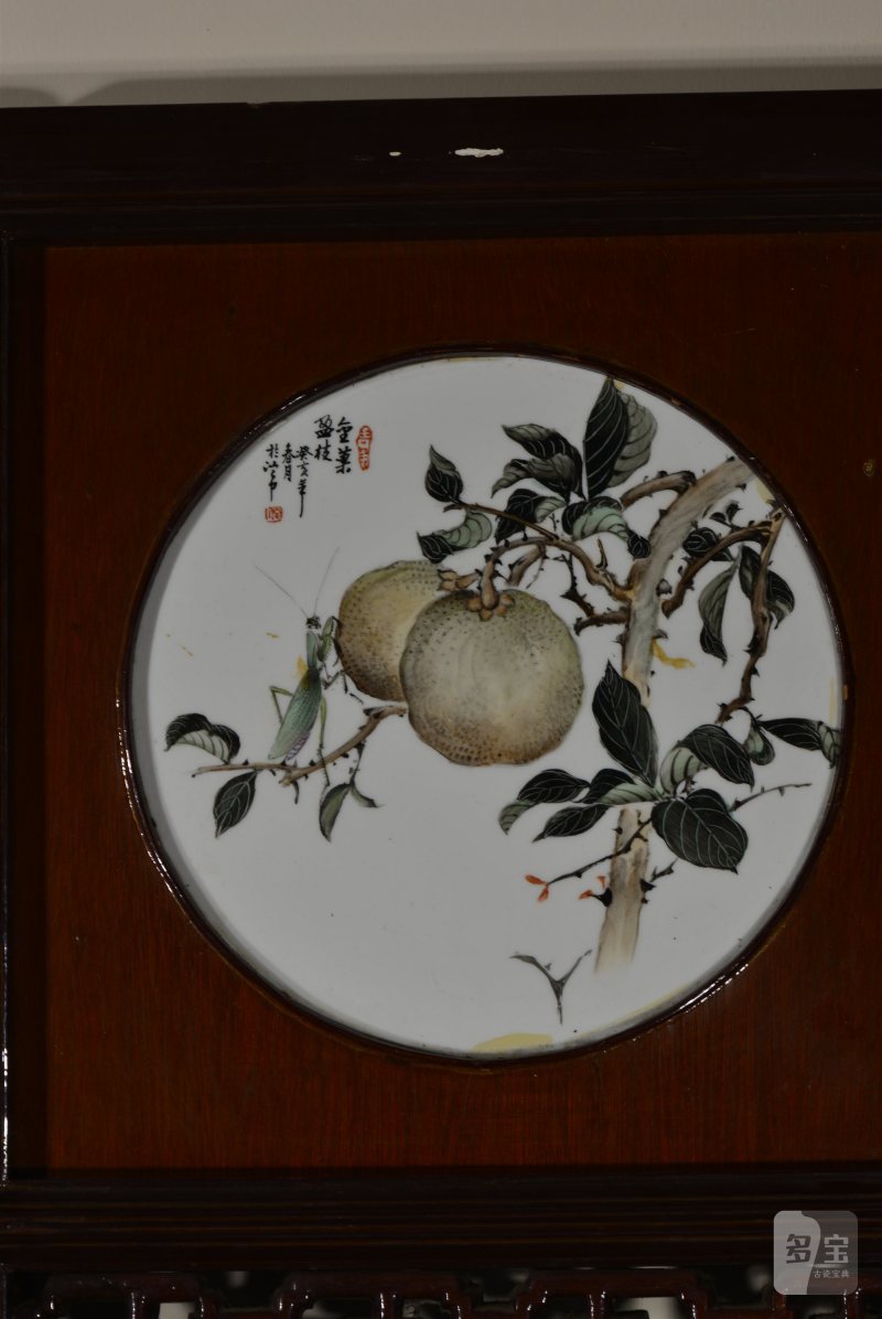 近现代 魏焕明、余少良合作双面粉彩山水人物八联落地大屏风 - 图14